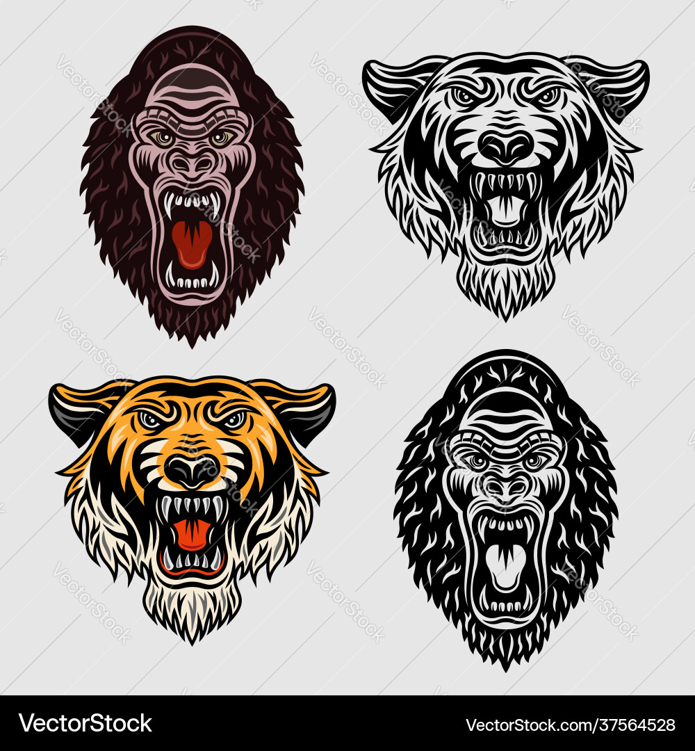 Animals set objects in two styles Animals set objects in two styles vector image