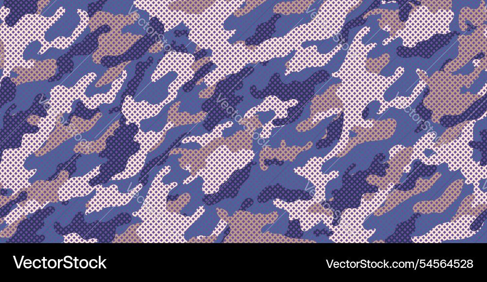 Camouflage texture seamless pattern with grid vector image