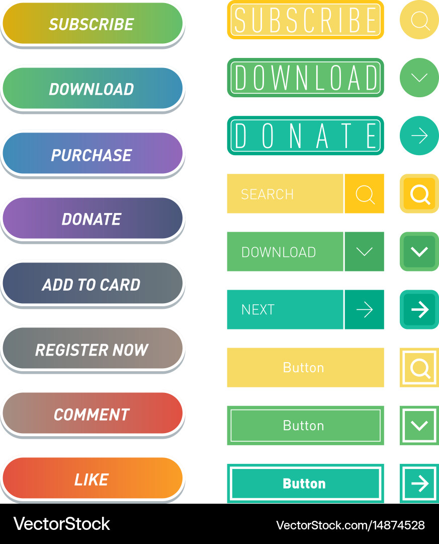 Colorful website web buttons design vector image