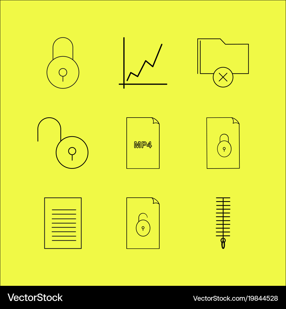 Files and folders linear icon set simple outline vector image