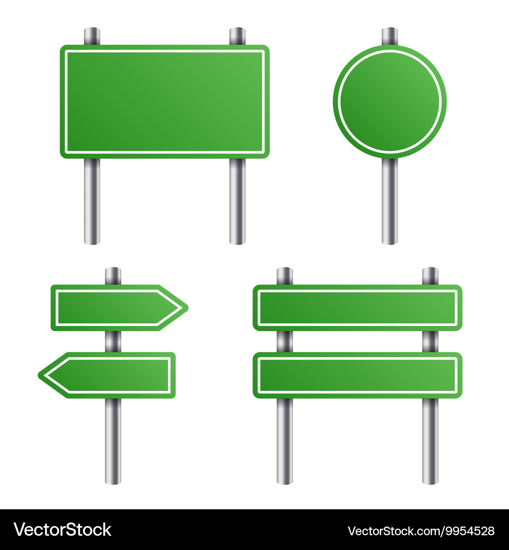 Green Road Signs Collection Royalty Free Vector Image