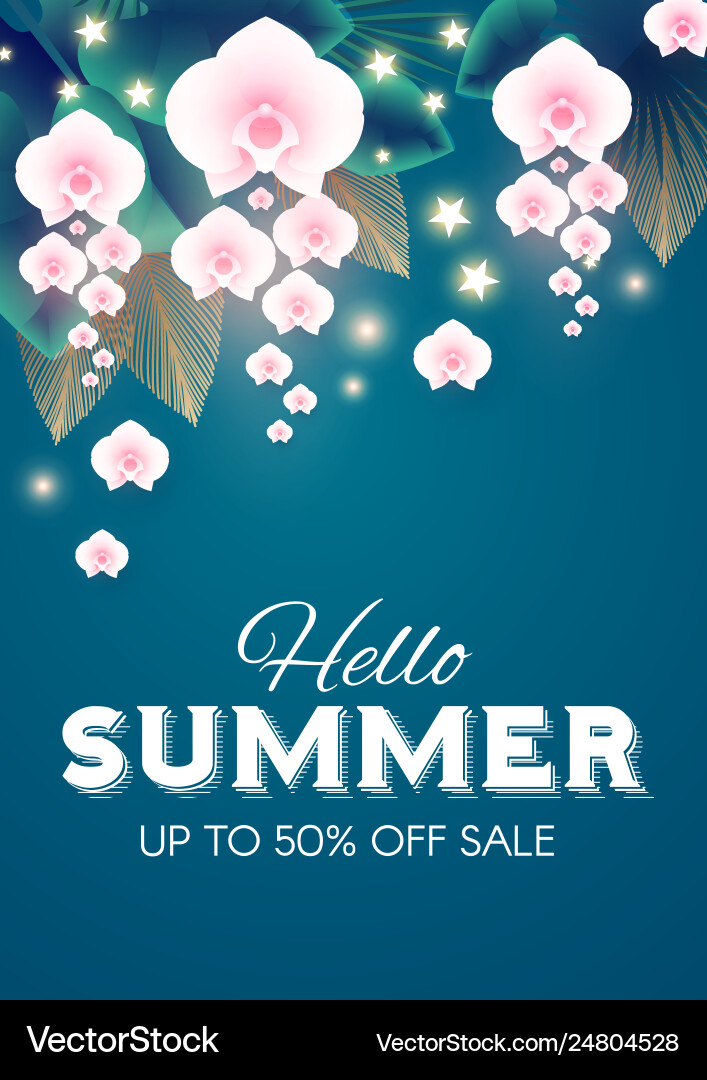 Hello summer tropical design template with palm Hello summer tropical design template with palm vector image