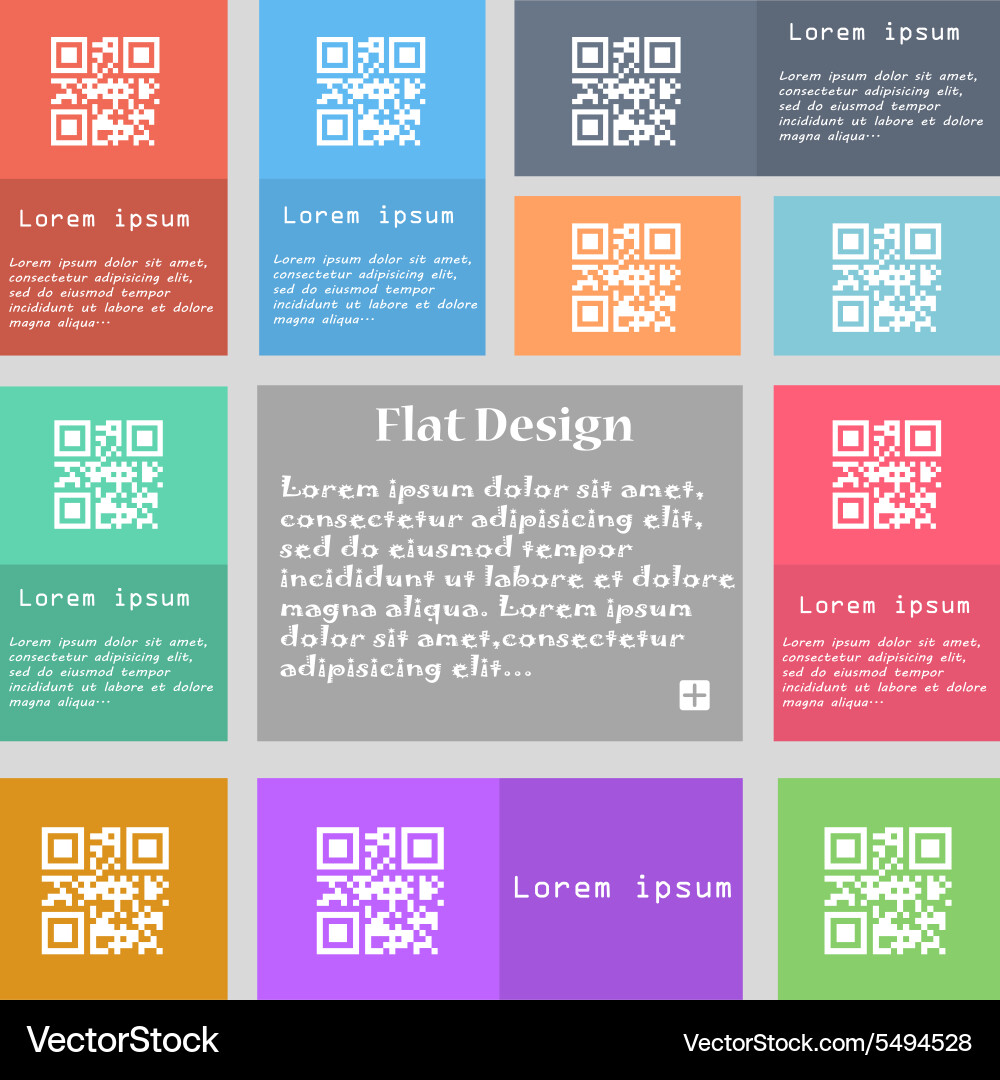 Qr code icon sign set multicolored buttons vector image