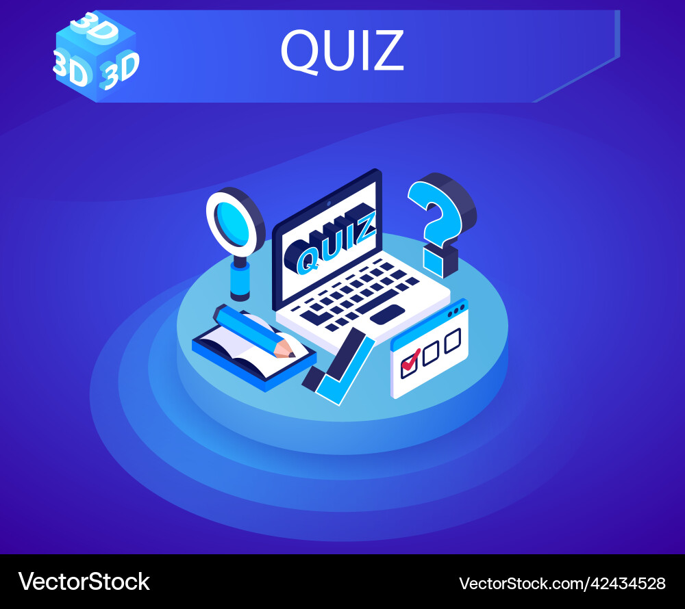 Quiz isometric design icon web 3d colorful Quiz isometric design icon web 3d colorful vector image
