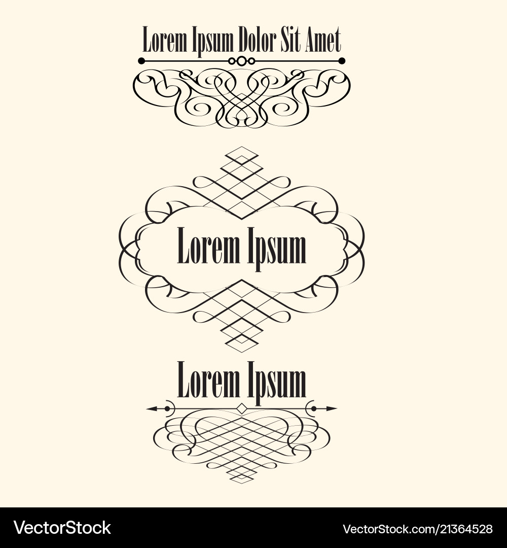 Set calligraphic borders frames with space vector image