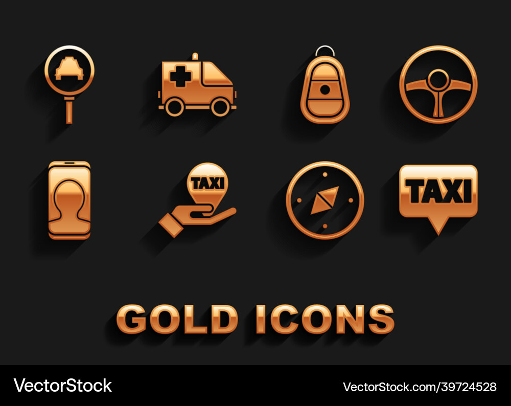Set hand on map pointer with taxi steering wheel Set hand on map pointer with taxi steering wheel Vector Image