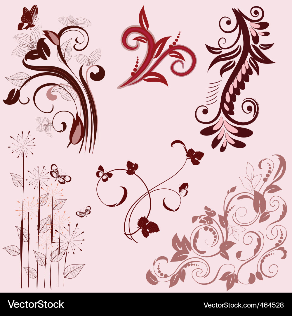 Set of abstract floral patterns Vector Image
