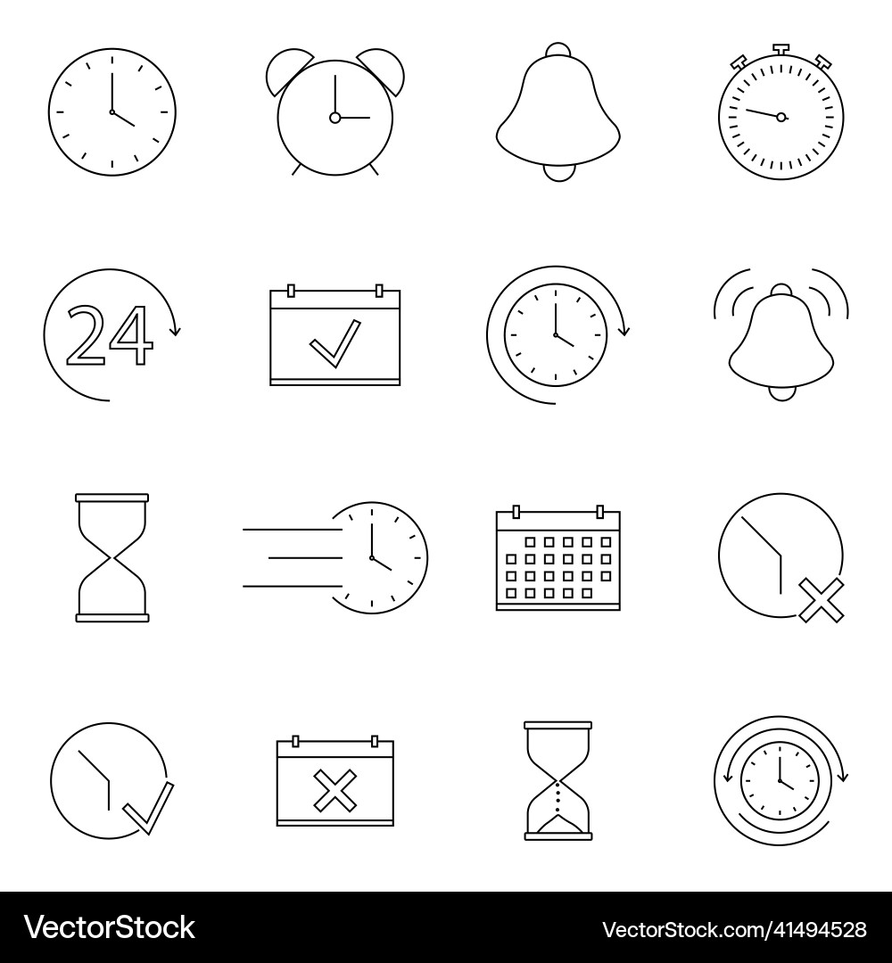 Simple set of time related line icons contains Simple set of time related line icons contains vector image