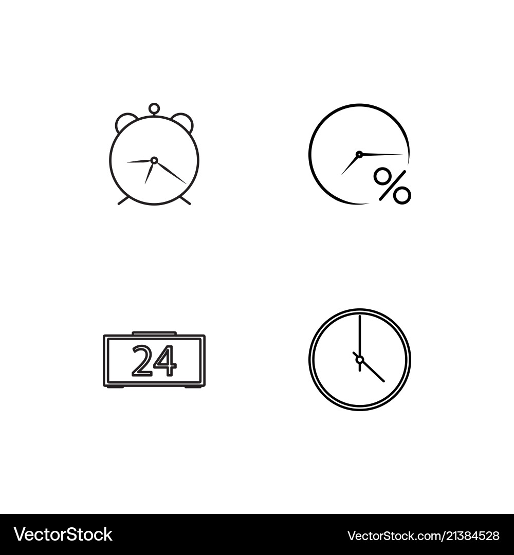 Time linear icons set simple outline vector image