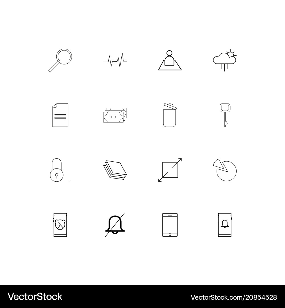 Web linear thin icons set outlined simple vector image