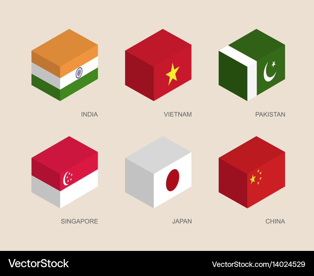 3d boxes with flags Vector Image