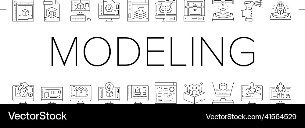 3d modelling software and device icons set 3d modelling software and device icons set vector image