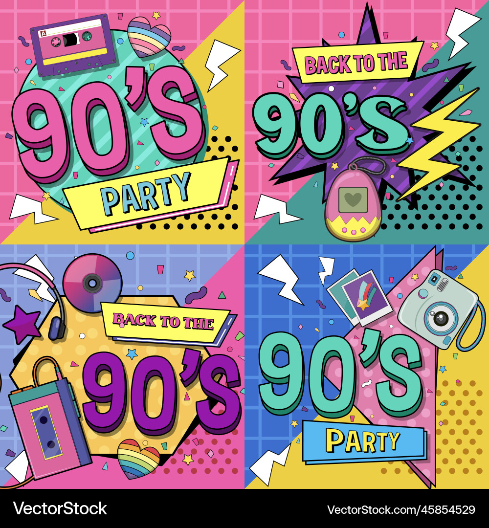 90s party poster template vector image