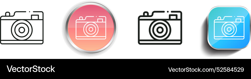 Camera icon thin linear regular and button style vector image