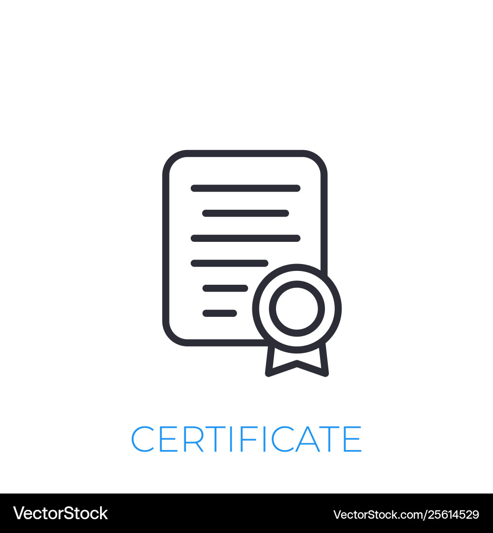 Certificate Icon - Line Style Vector Image