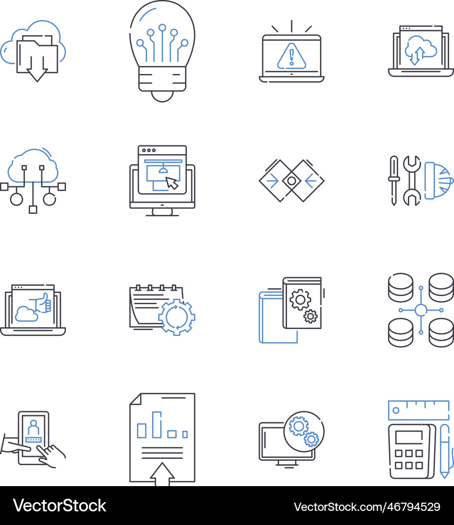 Computational devices line icons collection Computational devices line icons collection vector image
