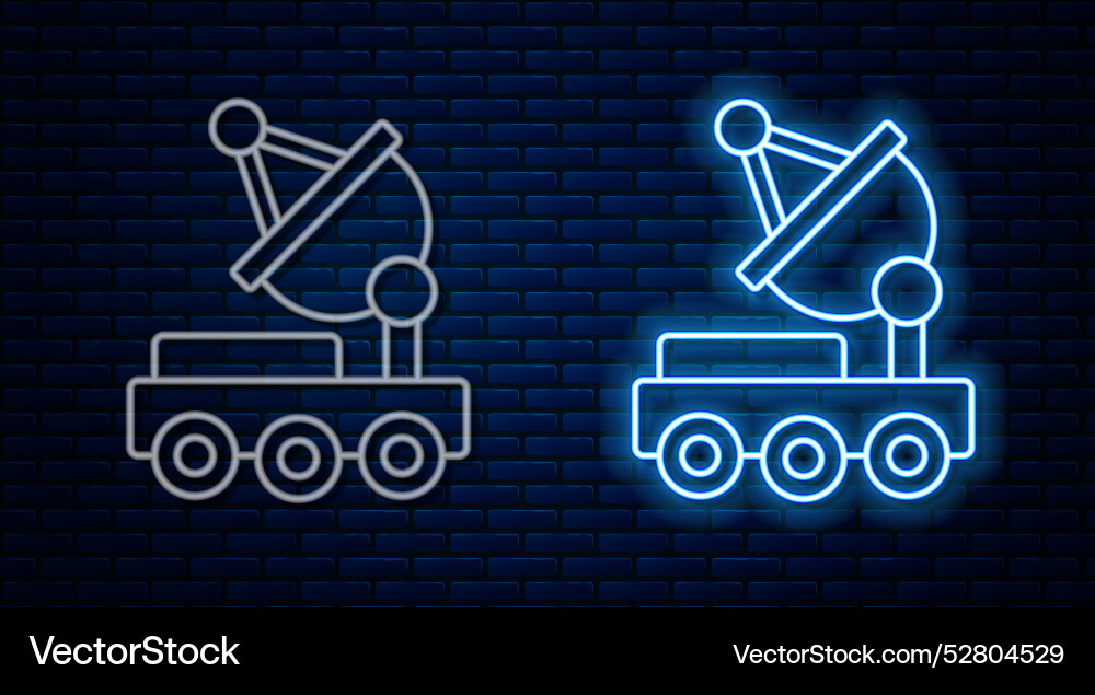 Glowing neon line mars rover icon isolated Glowing neon line mars rover icon isolated vector image