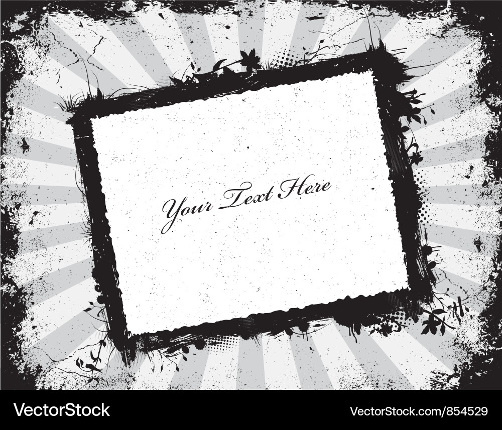 Grunge frame with rays background vector image