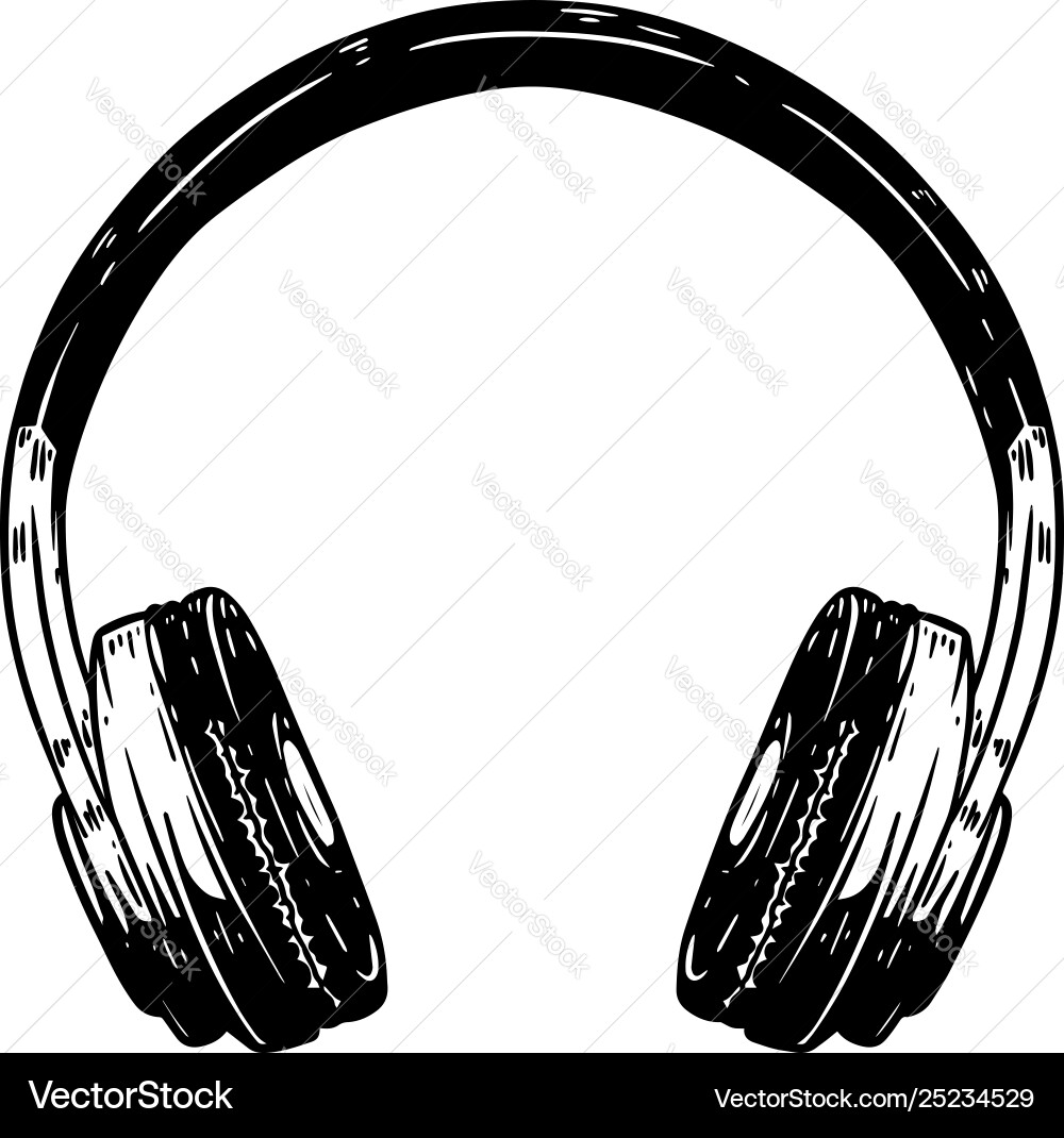Hand drawn headphones isolated on white Hand drawn headphones isolated on white vector image