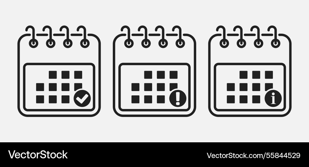 Icon page calendar - message check info error Icon page calendar - message check info error vector image