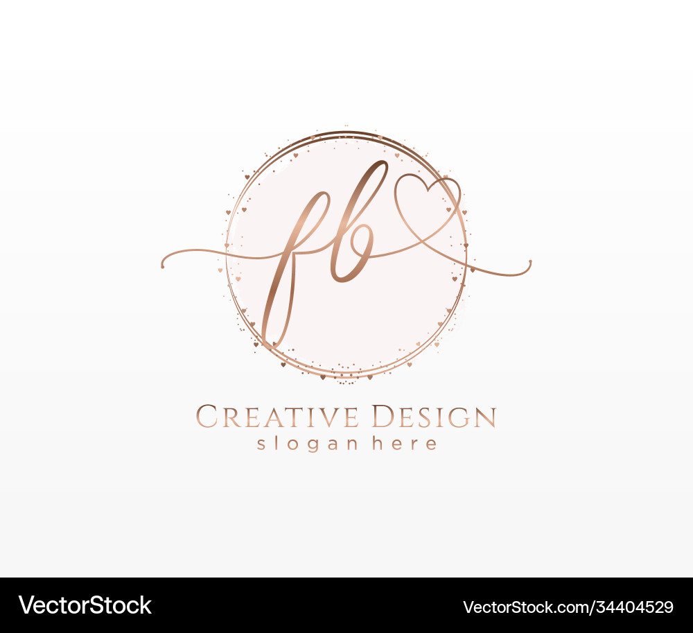 Initial fb handwriting logo with circle template Vector Image