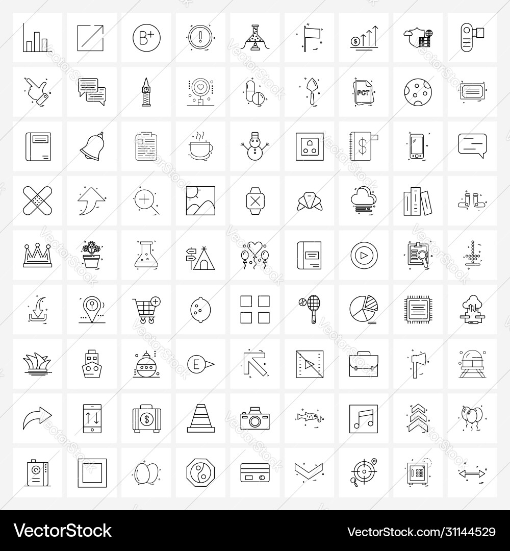 Isolierte Symbole 81 einfache Zeilensymbole Vektorbild