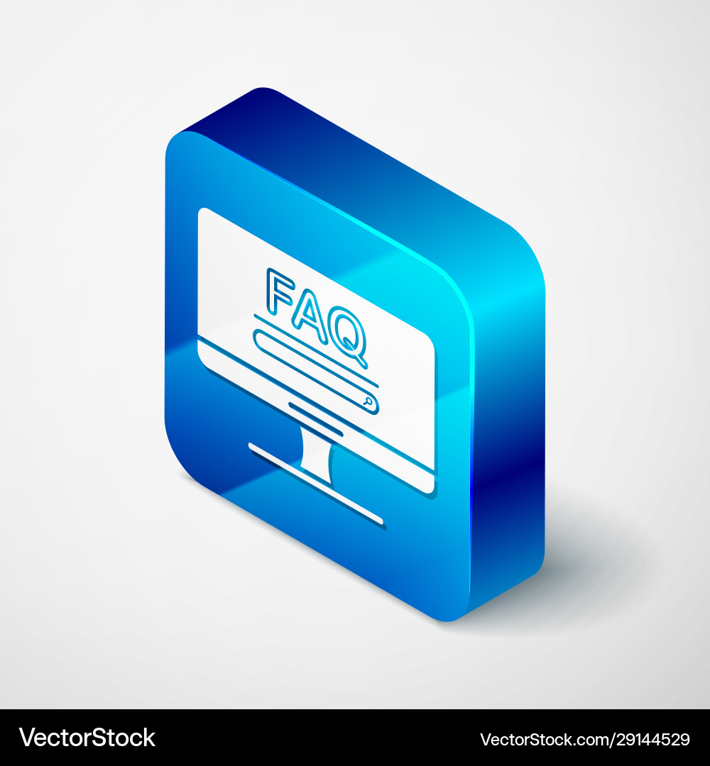 Isometric computer monitor with text faq vector image