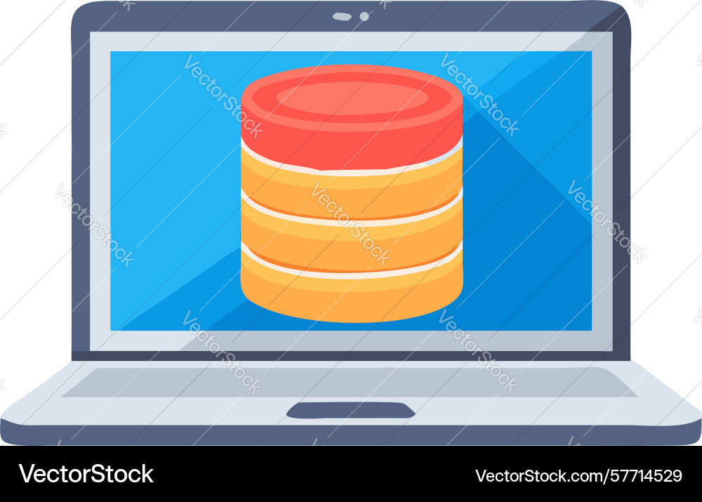 Laptop displaying database storage icon design vector image
