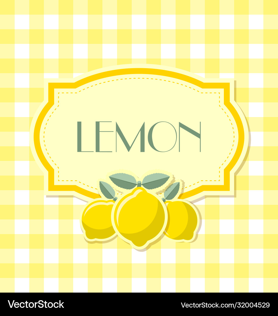 Lemon label in retro style on squared background vector image