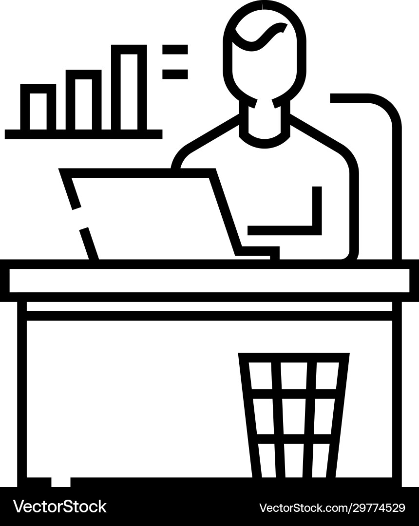Office worker line icon concept sign outline Vector Image