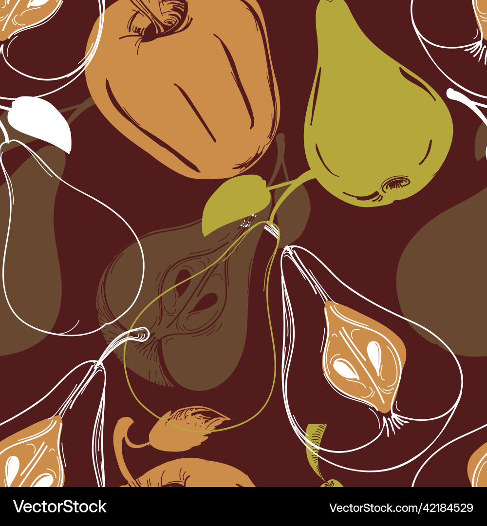 Pear and apple seamless pattern Pear and apple seamless pattern vector image