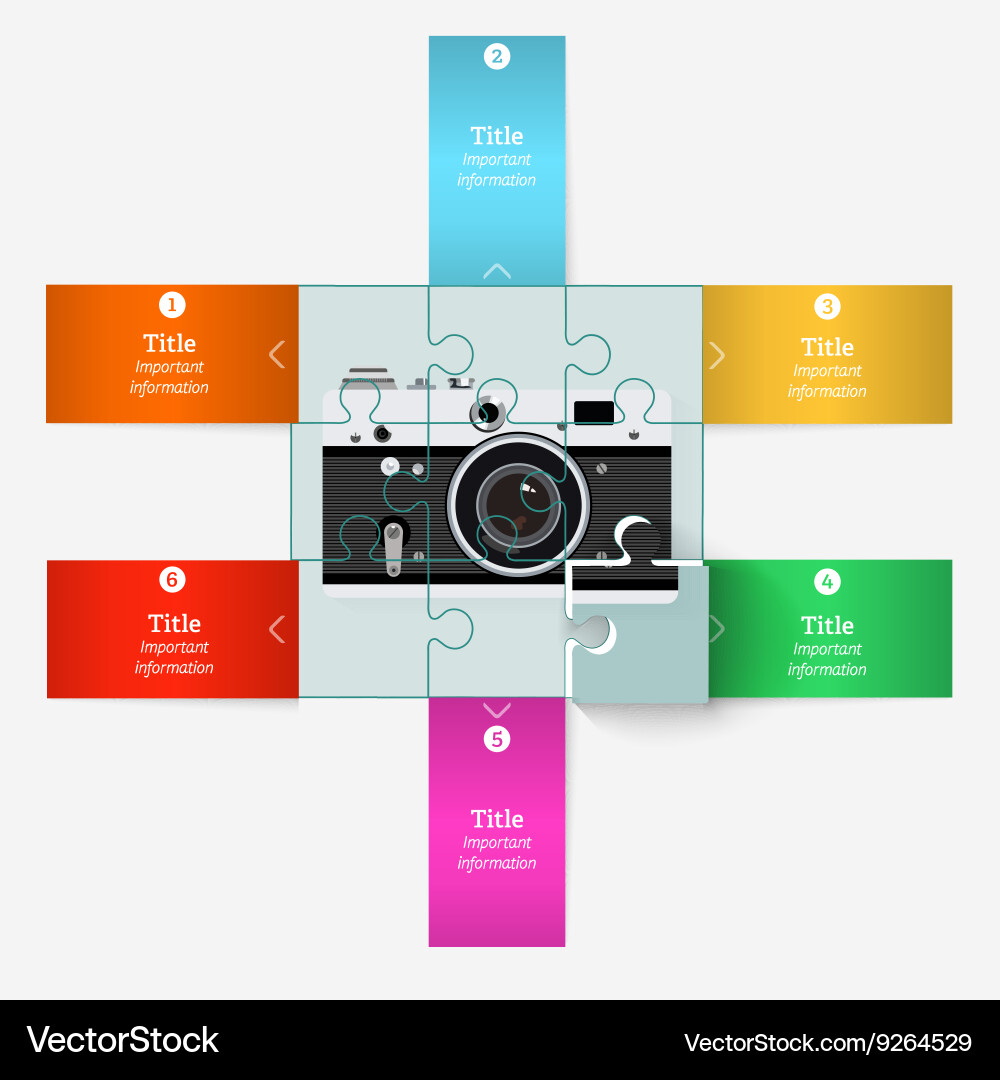 Puzzle with an old camera elements vector image