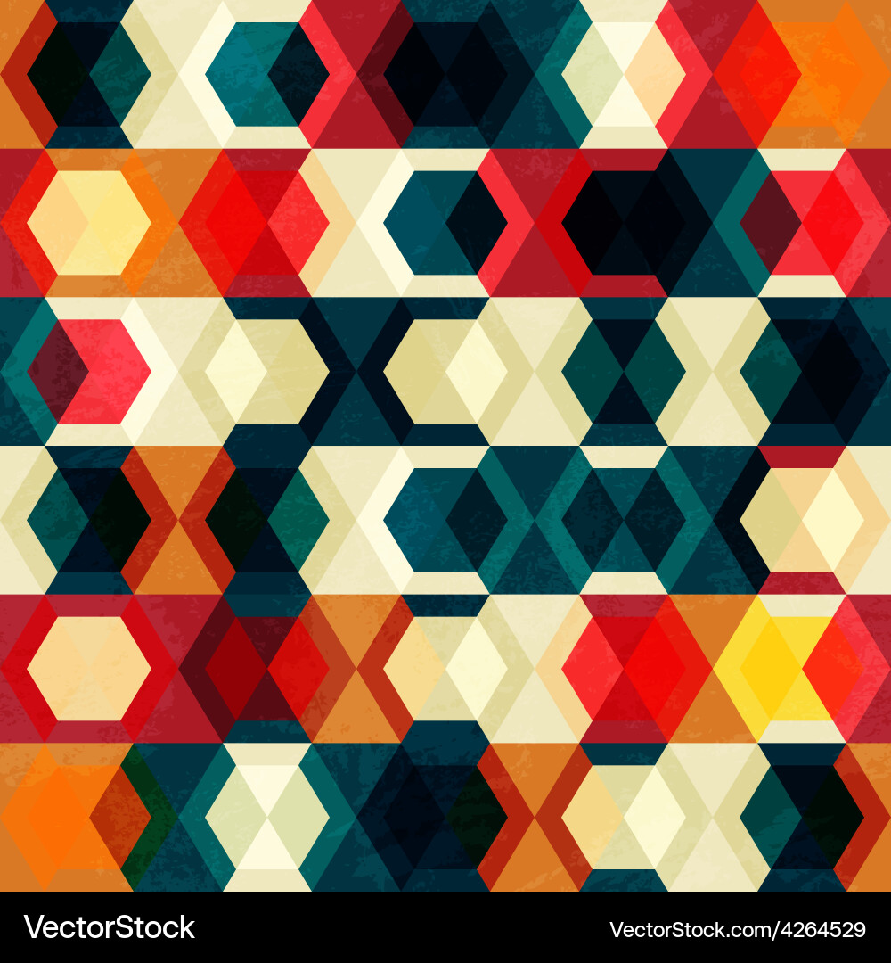 Retro cell seamless pattern with grunge effect vector image