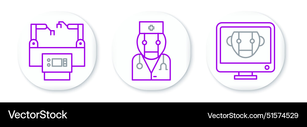 Set line bot assembly and robot doctor icon Set line bot assembly and robot doctor icon vector image