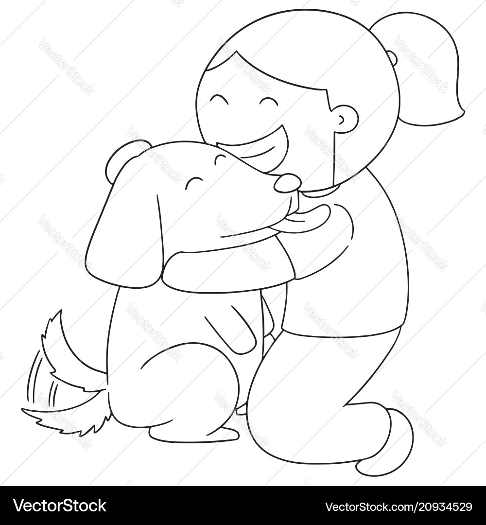 Set von Mädchen und Hund Set von Mädchen und Hund vektorbild