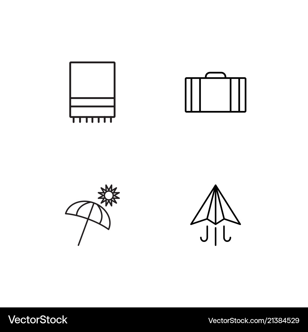 Summer linear icons set simple outline vector image
