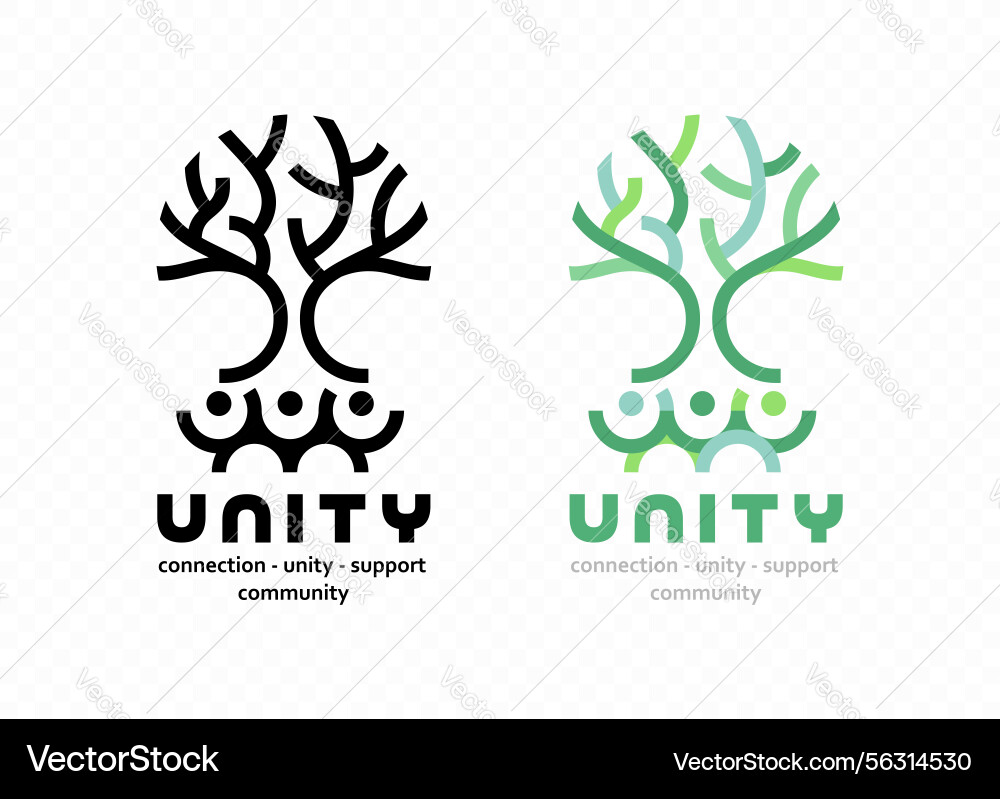 Abstract tree with roots formed by linked human Abstract tree with roots formed by linked human vector image