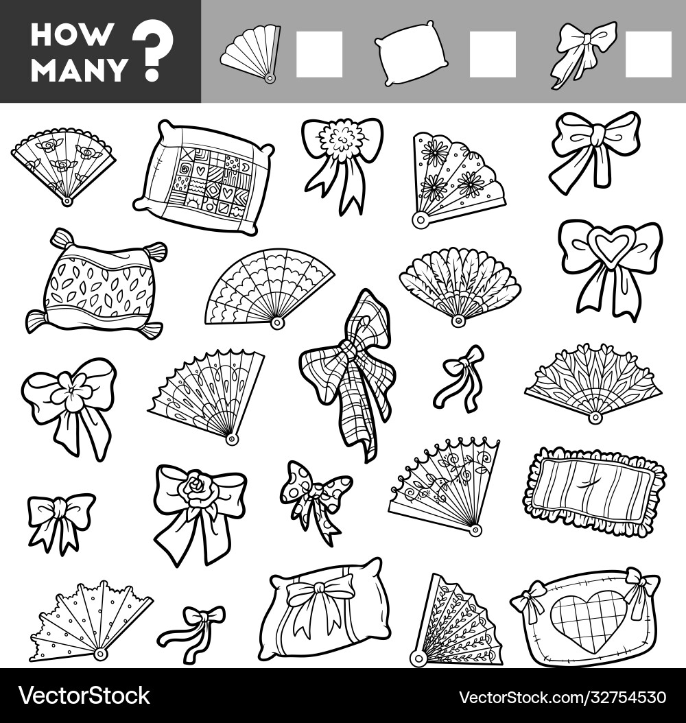 Counting game for children count how many pillows Counting game for children count how many pillows vector image