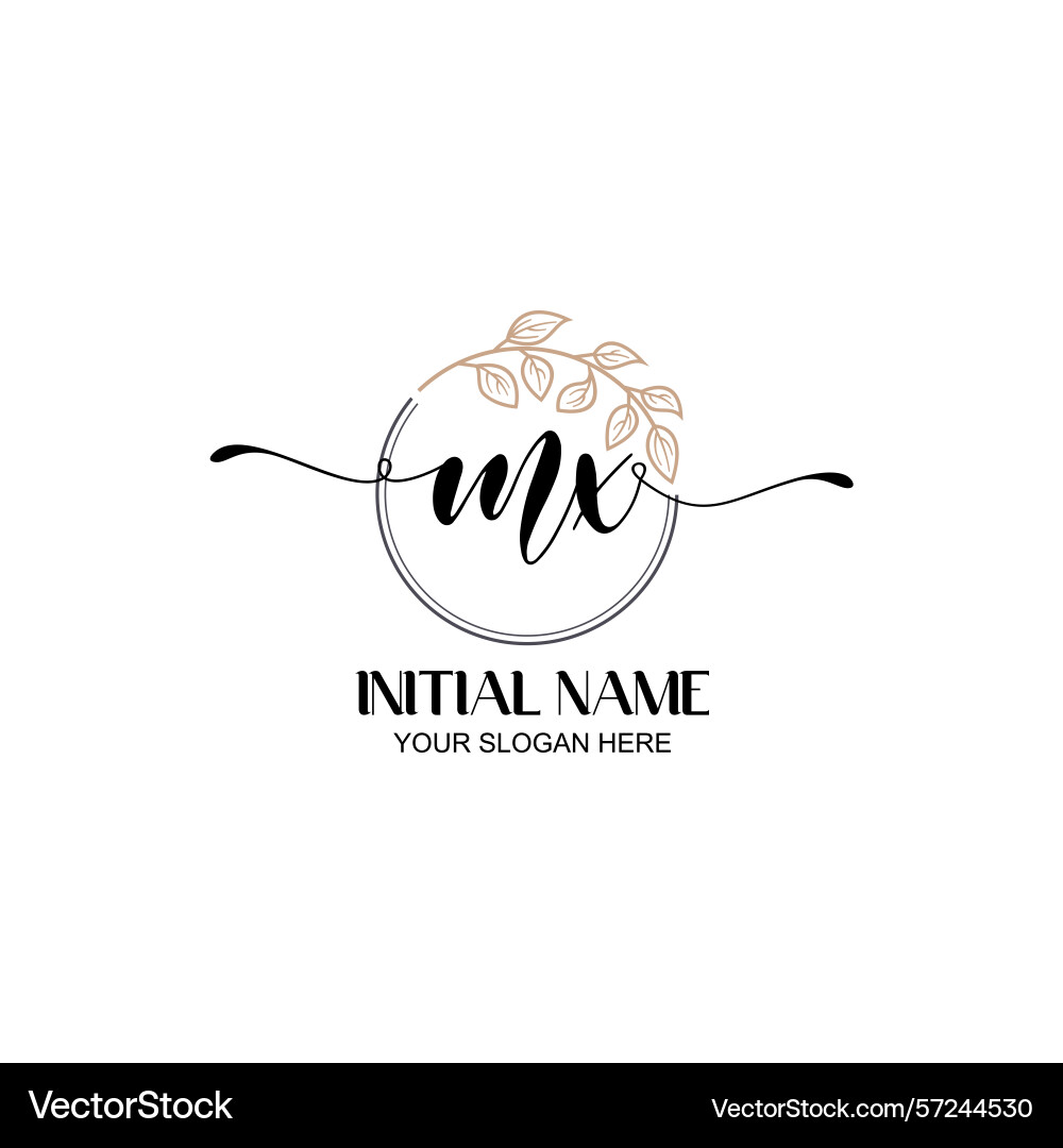 Elegant mx initial logo design with botanical Vector Image