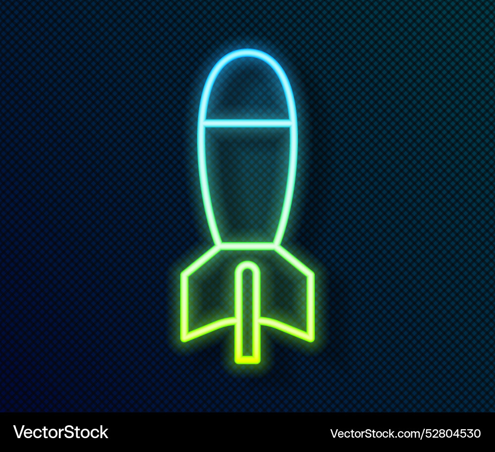 Glowing neon line rocket launcher with missile Vector Image