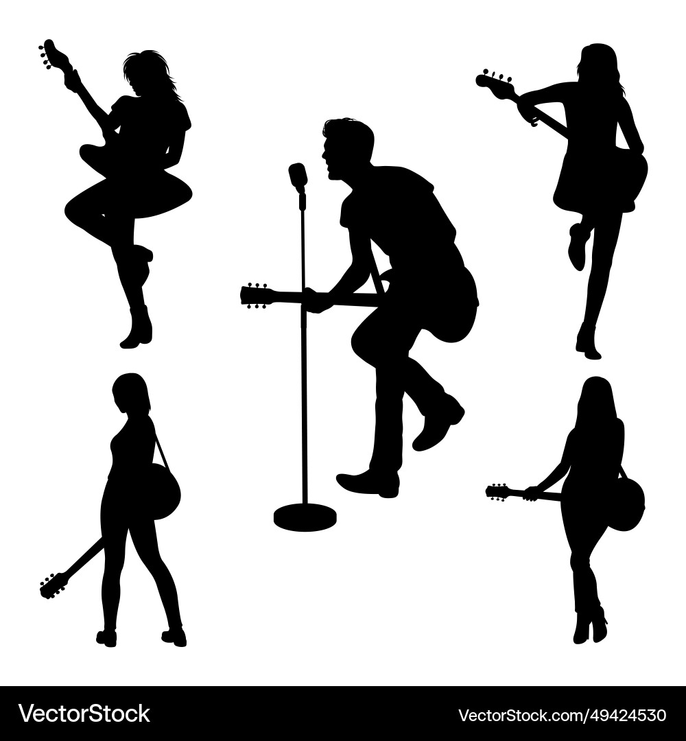 Guitarist Performance Silhouettes Vector Image
