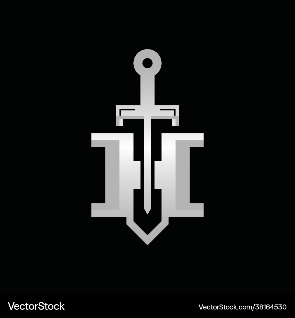 H Schwert Monogram Logo Vektorbild