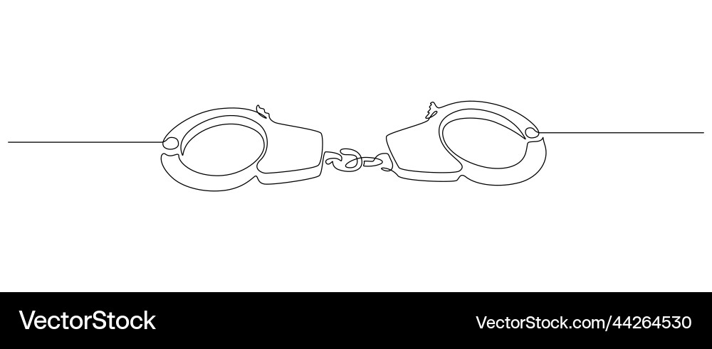 Handcuffs in one continuous line drawing symbol Handcuffs in one continuous line drawing symbol vector image