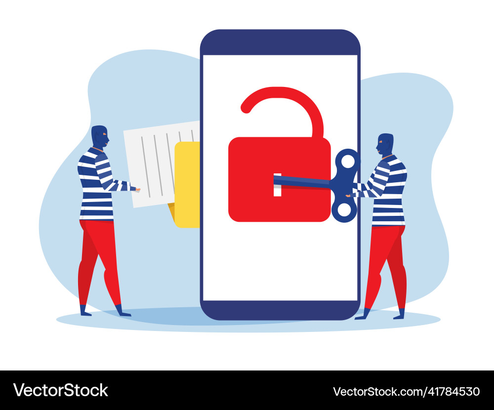 Man unlock data with hacker steal Man unlock data with hacker steal vector image