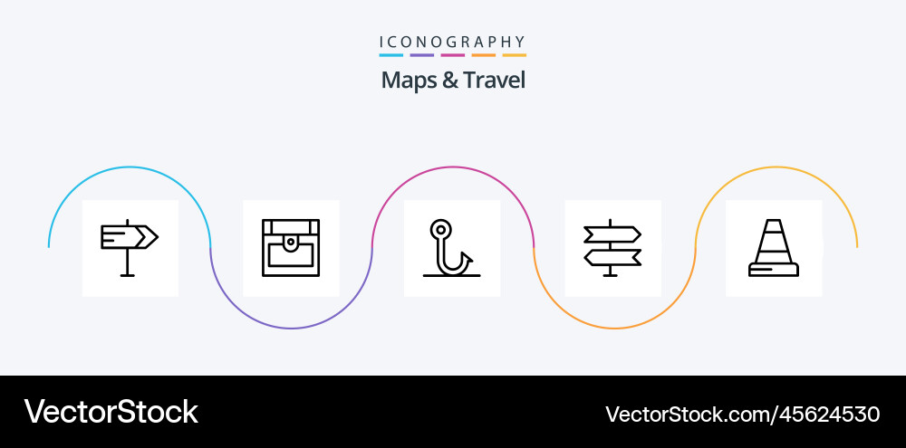 Maps and travel line 5 icon pack including hook Vector Image