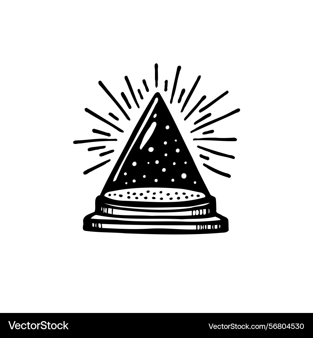Mystical pyramidal object emitting light rays Mystical pyramidal object emitting light rays Vector Image