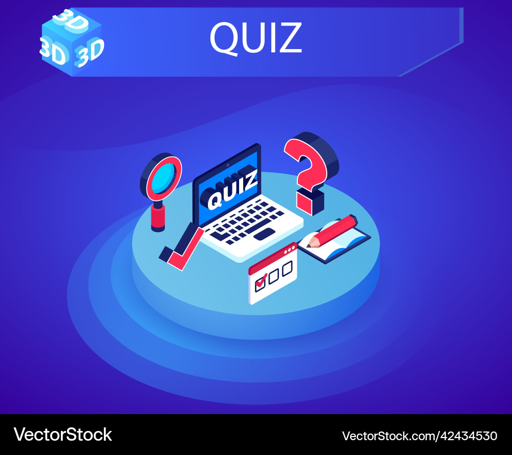 Quiz isometric design icon web 3d colorful Quiz isometric design icon web 3d colorful vector image