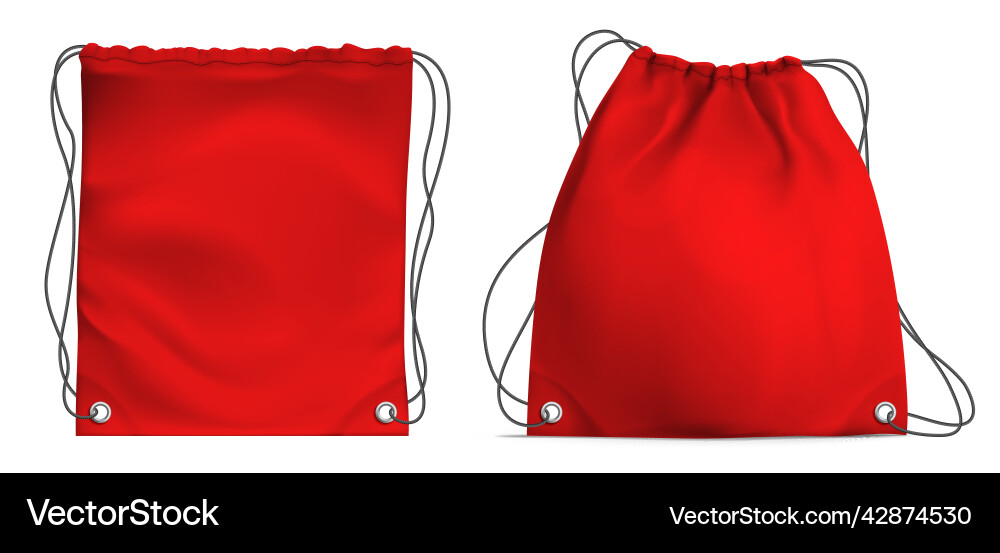 Red Drawstring Backpack - Realistic Vector Image