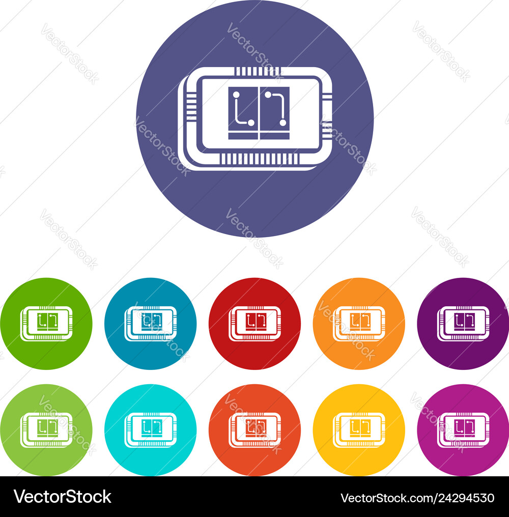 Retro microchip icons set color Retro microchip icons set color vector image