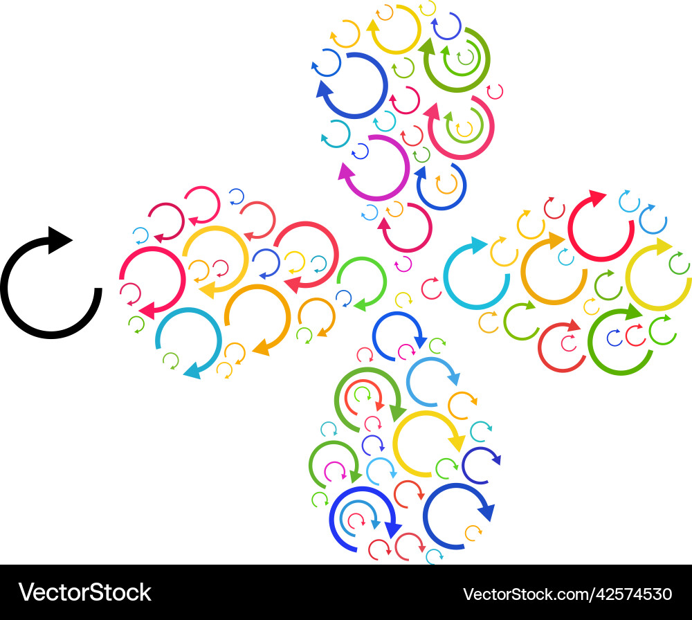 Rotate right arrow icon multi colored rotation Rotate right arrow icon multi colored rotation vector image